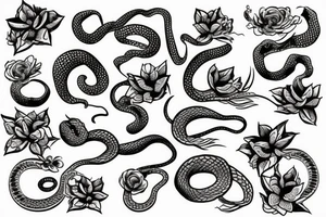 Snake in flowers tattoo idea