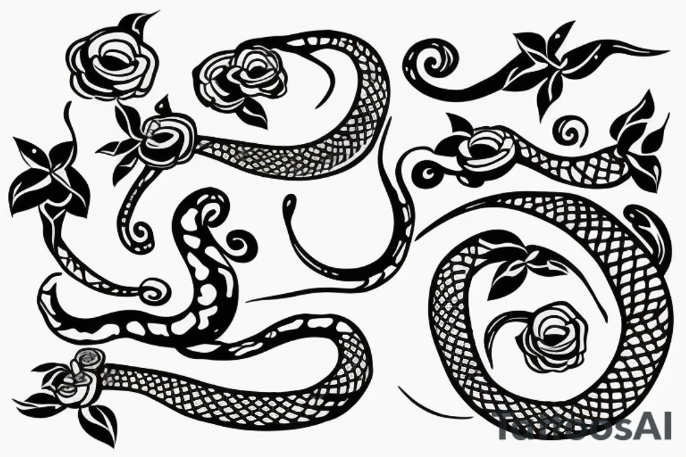 Snake in flowers tattoo idea