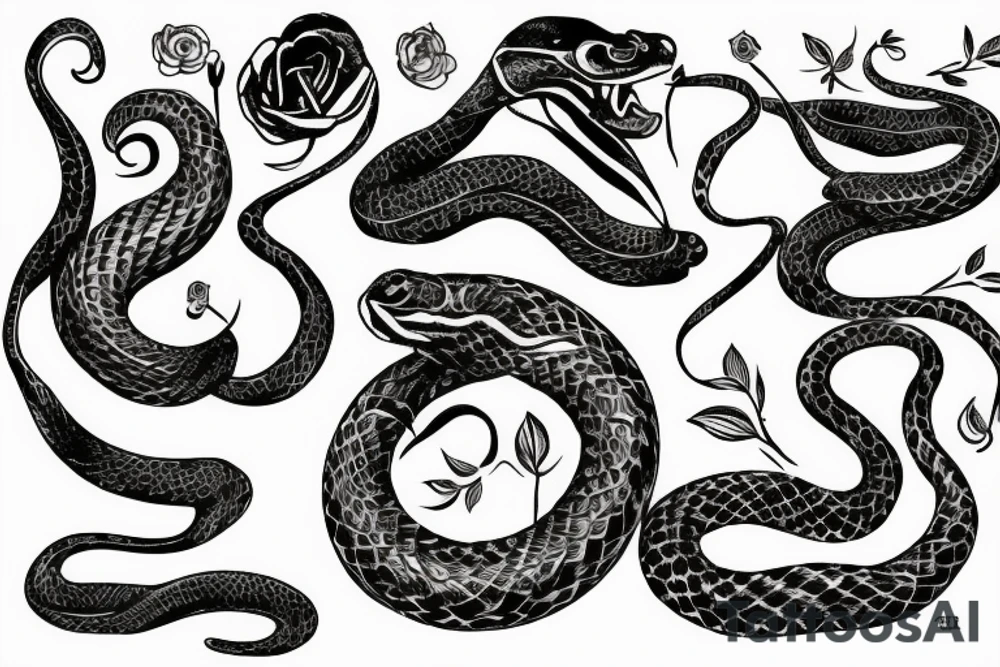Snake in flowers tattoo idea
