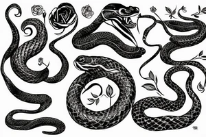 Snake in flowers tattoo idea