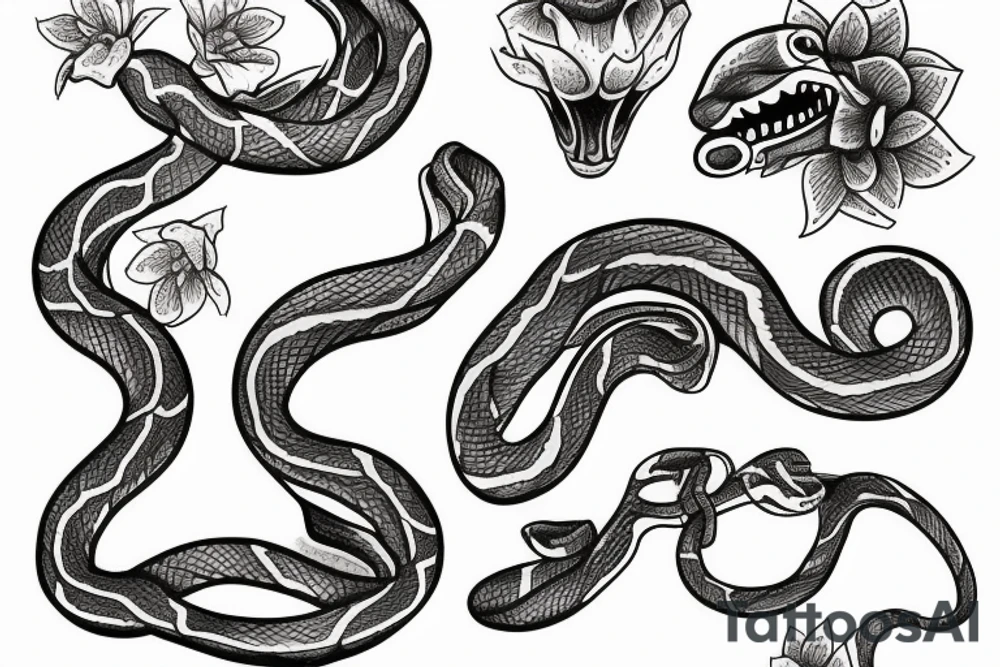 Snake in flowers tattoo idea