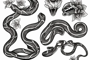 Snake in flowers tattoo idea