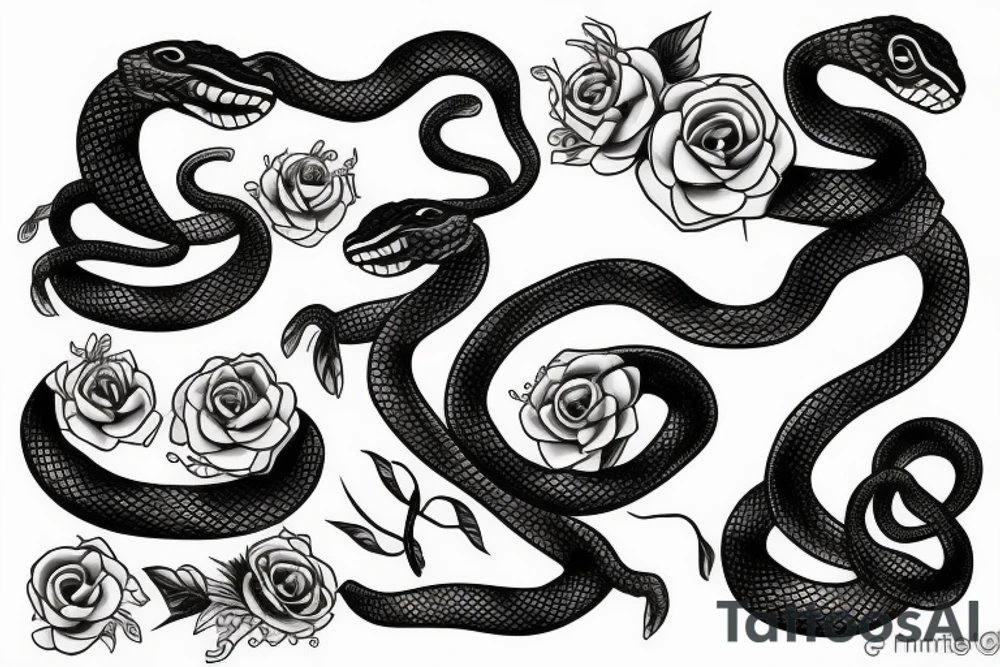 Snake in flowers tattoo idea