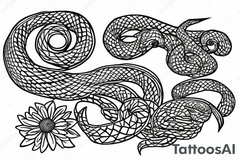 Snake in flowers tattoo idea