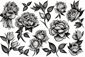 snake in peonies tattoo idea