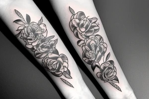 Snake between peonies tattoo idea