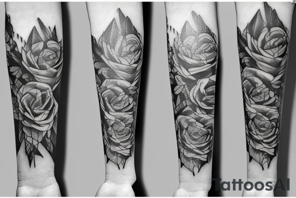 Snake between peonies tattoo idea