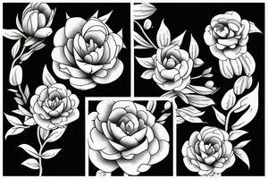 Snake between peonies tattoo idea