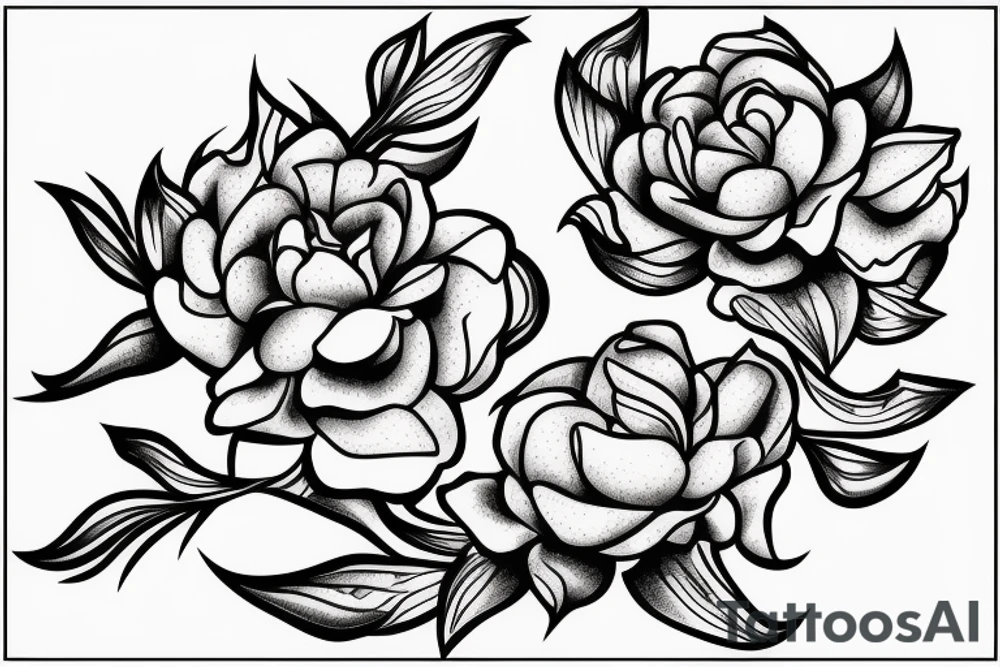 Snake between peonies tattoo idea