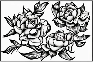 Snake between peonies tattoo idea