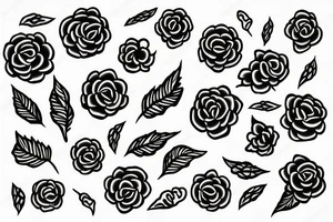 Snake between peonies tattoo idea