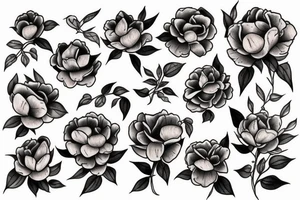 Snake between peonies tattoo idea