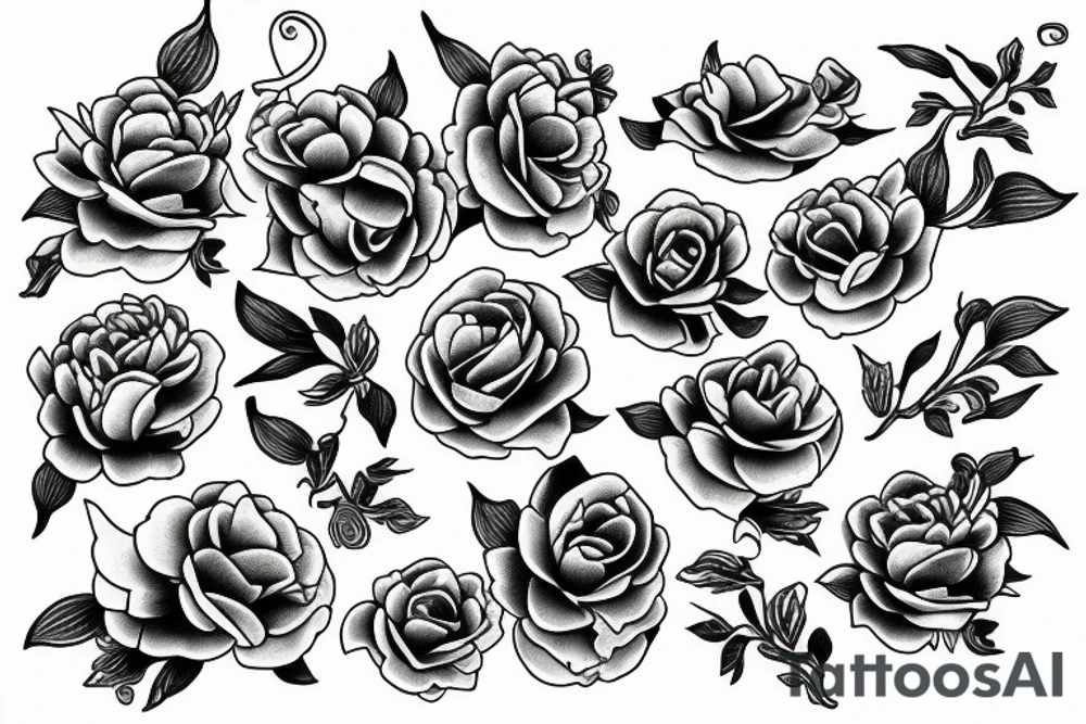 Snake between peonies tattoo idea