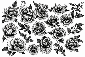 Snake between peonies tattoo idea