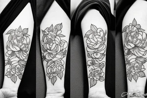 Snake between peonies tattoo idea