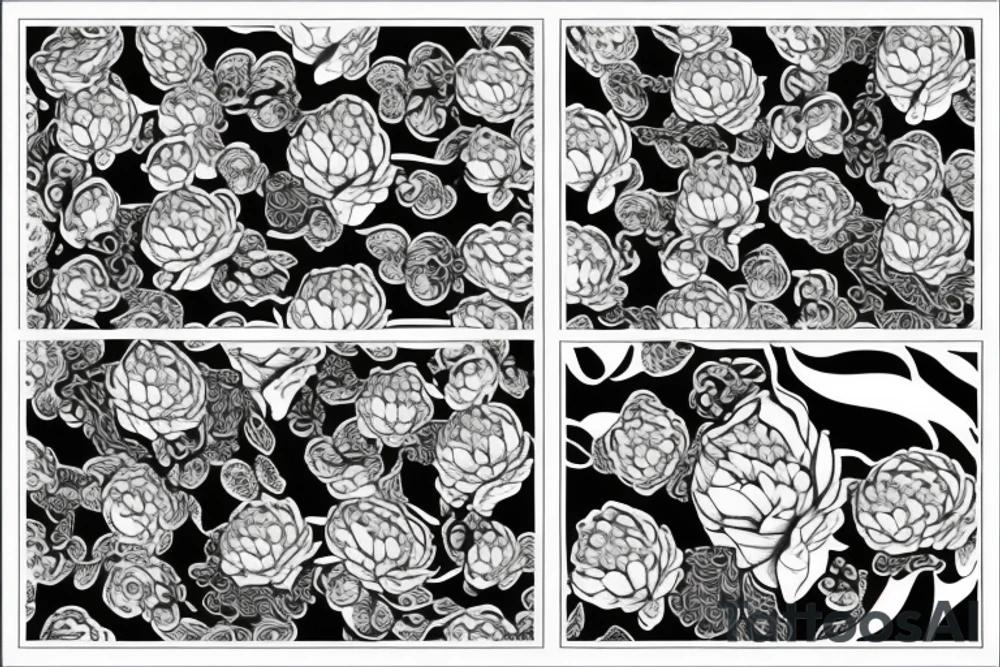 Snake between peonies tattoo idea