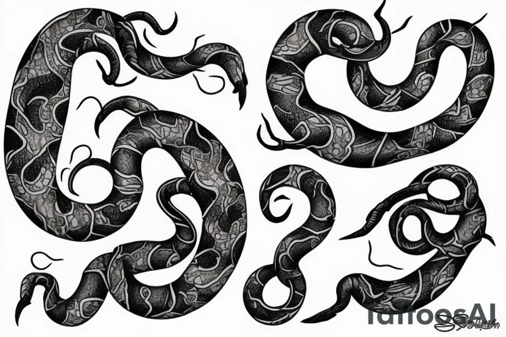 Snake between peonies tattoo idea