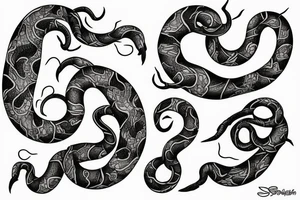 Snake between peonies tattoo idea
