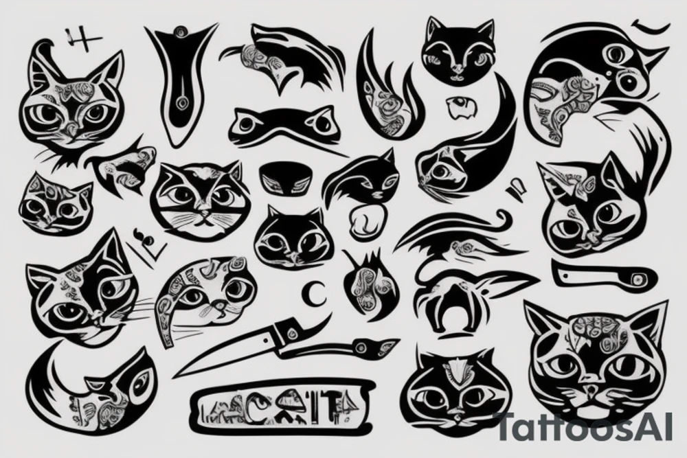 Сat for knife tattoo idea