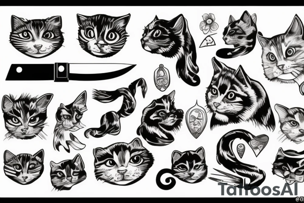 Сat for knife tattoo idea
