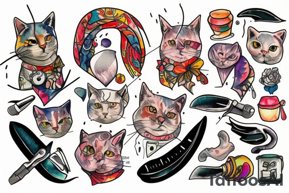 Сat for knife tattoo idea