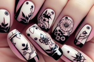 nails manicure with dust effect tattoo idea
