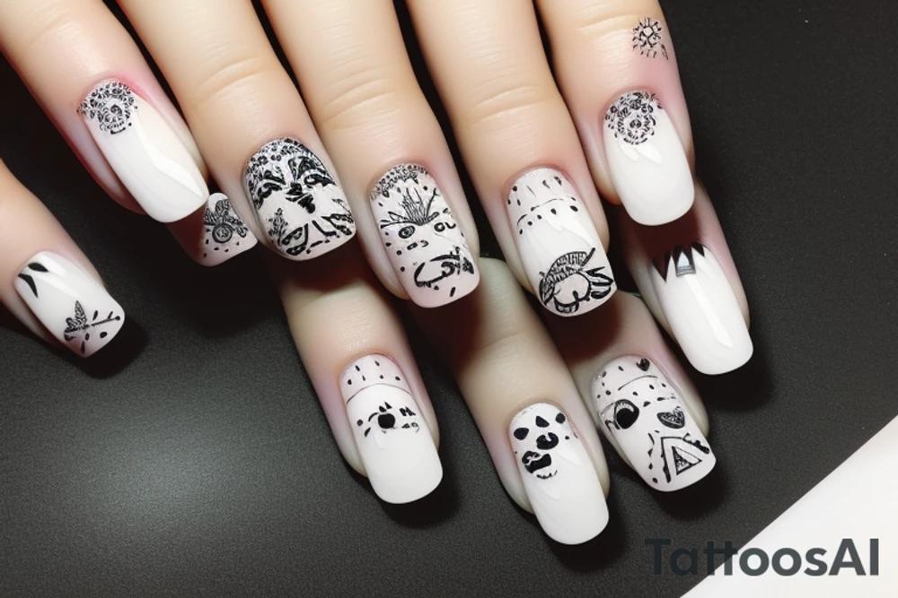 nails manicure with dust effect tattoo idea