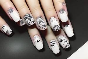 nails manicure with dust effect tattoo idea