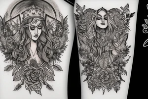 Musical boho forest queen tattoo idea