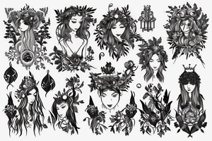Musical boho forest queen tattoo idea