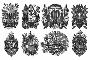 Musical boho forest tattoo idea