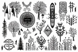 Musical boho forest tattoo idea