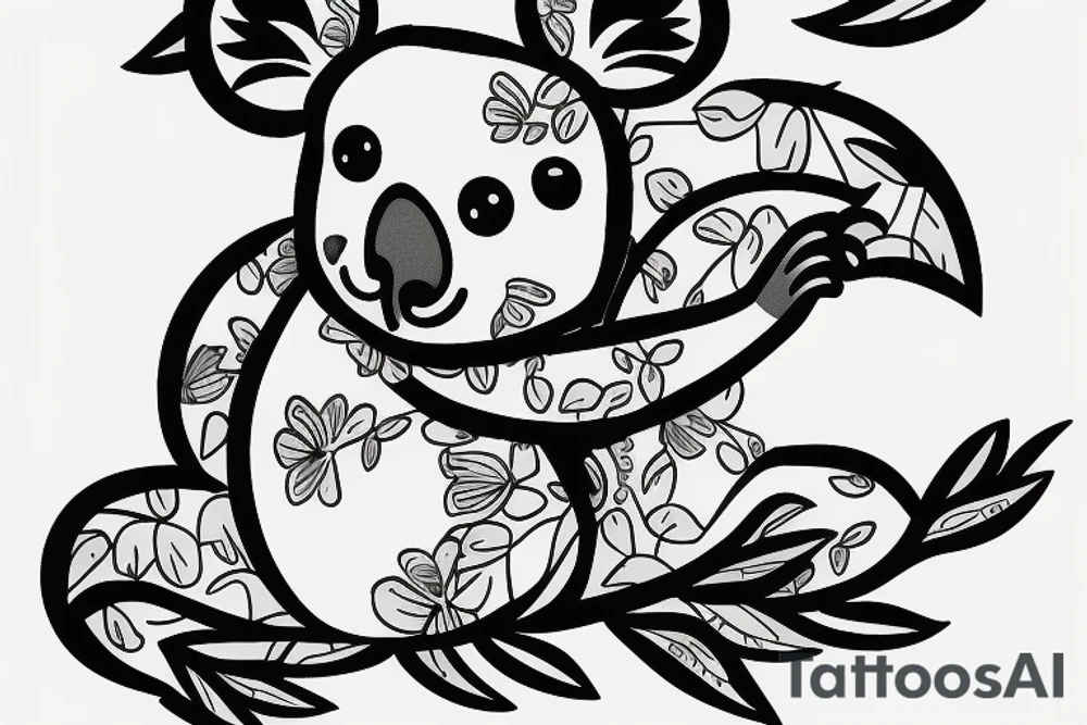 Koala playing piano tattoo idea