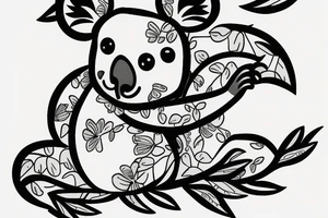 Koala playing piano tattoo idea