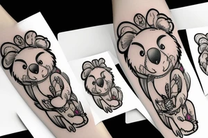 Koala playing piano tattoo idea