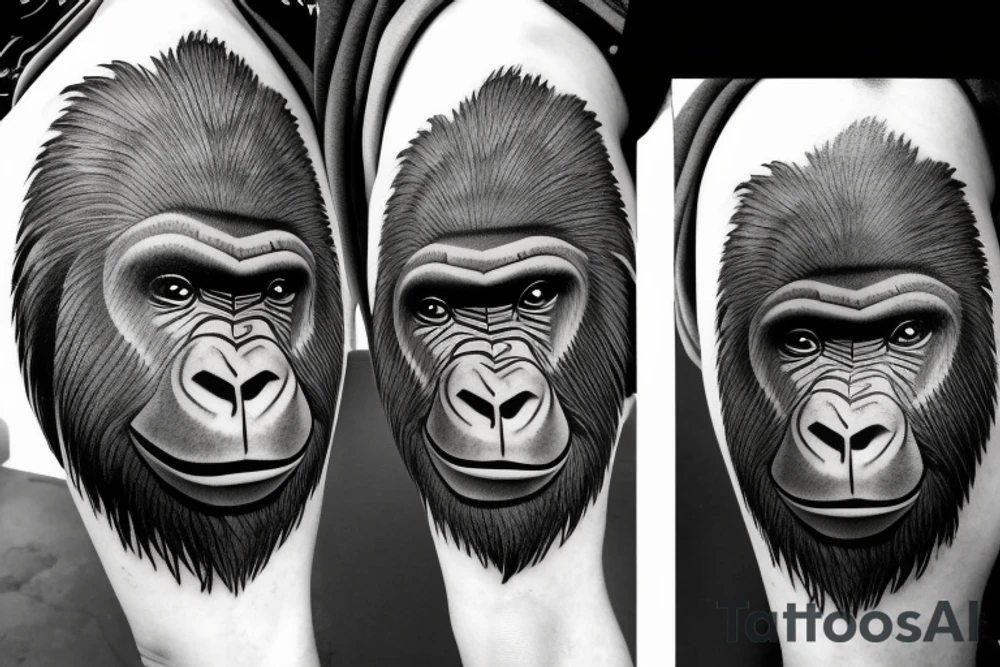 Full gorilla face with half in a geometric style tattoo idea