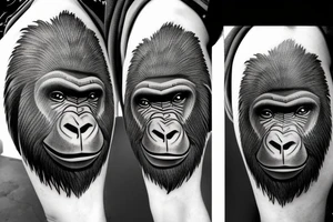 Full gorilla face with half in a geometric style tattoo idea