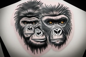 Full angry gorilla face with half the face in a geometric style blended together tattoo idea
