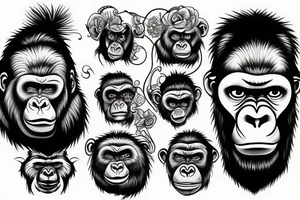 gorilla face with half the face in a glass style blended together tattoo idea