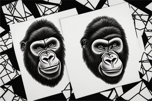 Gorilla face with half the face in a glass style tattoo idea