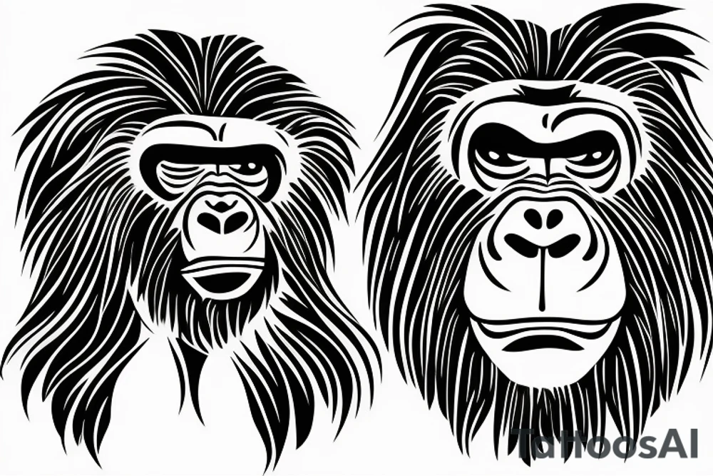 Gorilla face with half the face in a glass style tattoo idea