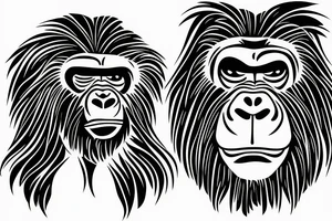 Gorilla face with half the face in a glass style tattoo idea
