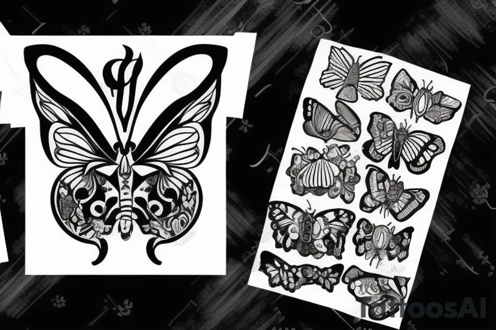 butterfly with devil horns tattoo idea