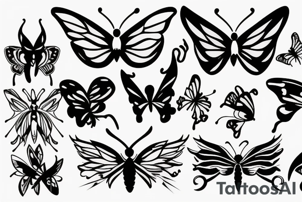 butterfly with devil horns tattoo idea