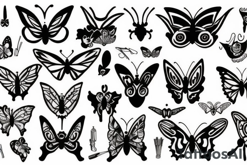 butterfly with devil horns tattoo idea