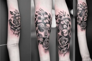 Taurus with flowers and clouds tattoo idea