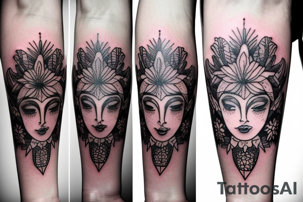 Sun and moon Taurus flowers woman tattoo idea