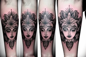 Sun and moon Taurus flowers woman tattoo idea