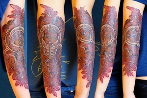 Zodiac Taurus symbol with flowers tattoo idea