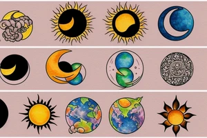 Earth sun and moon tattoo idea